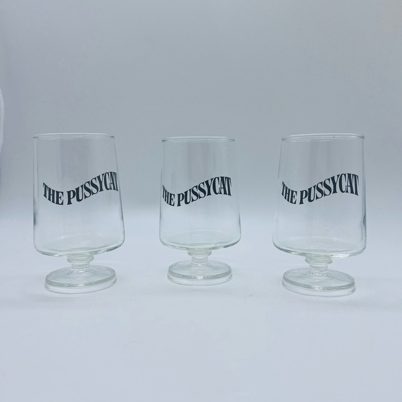 THE PUSSYCAT SET OF 3 VINTAGE 1972 EARLY TIMES KENTUCKY BAR WARE - Picture 1 of 11
